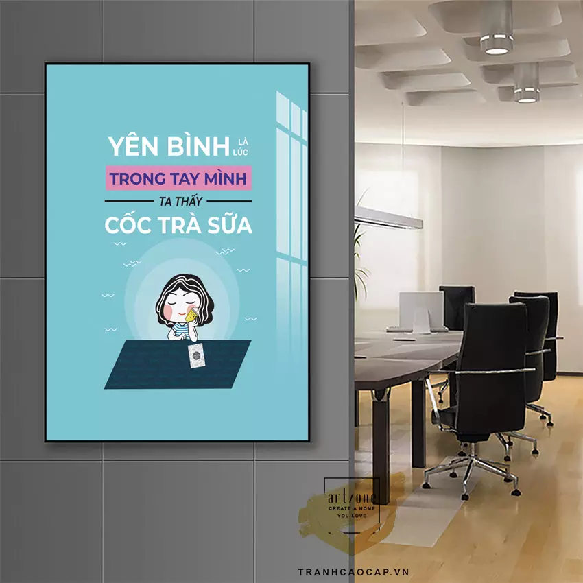 Tranh mica slogan tạo không gian làm việc chuyên nghiệp