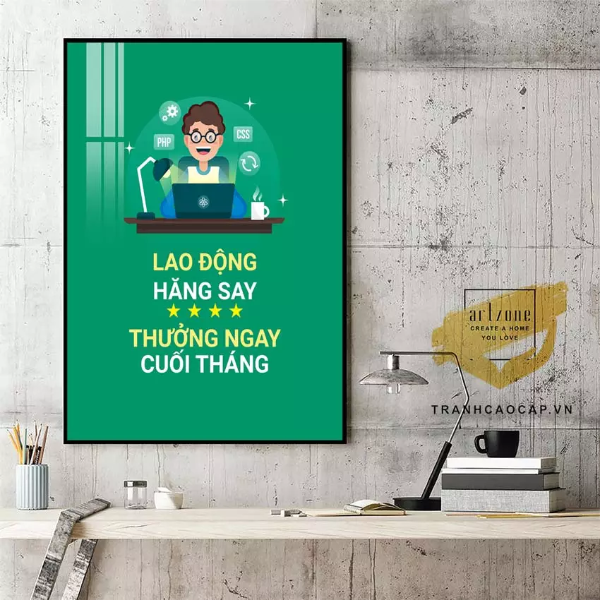 Tranh mica với slogan truyền cảm hứng