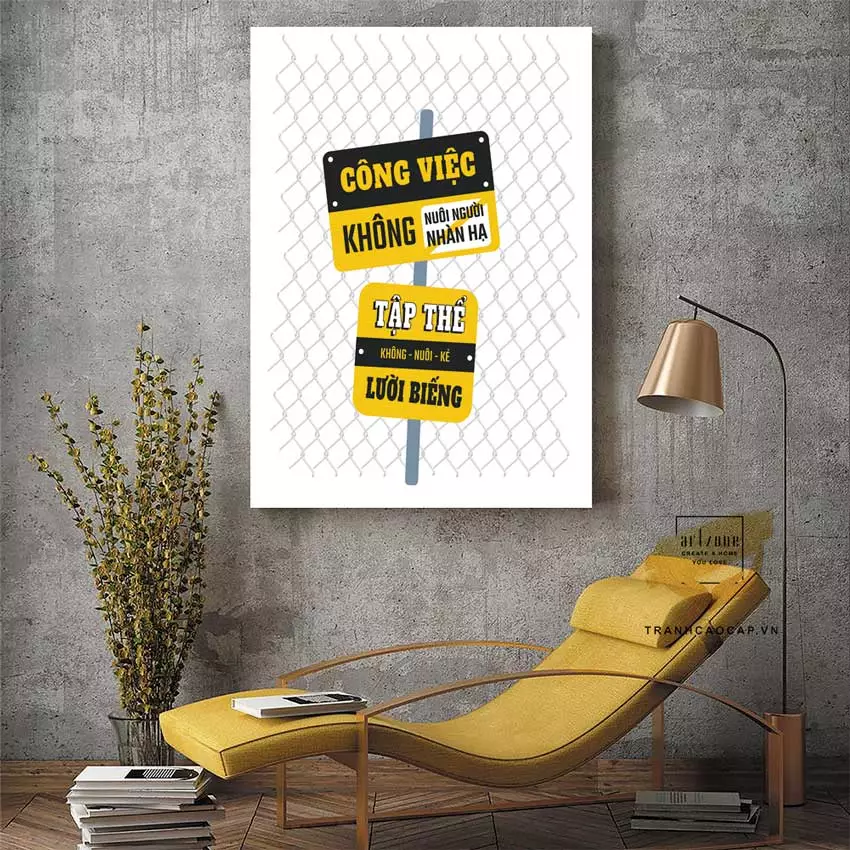 Tranh slogan mica với màu sắc hài hòa, dễ dàng kết hợp với nhiều không gian