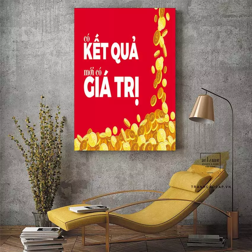 Khung nhôm mang đến vẻ đẹp sang trọng và tinh tế cho bức tranh Tranh slogan với khung nhôm sang trọng