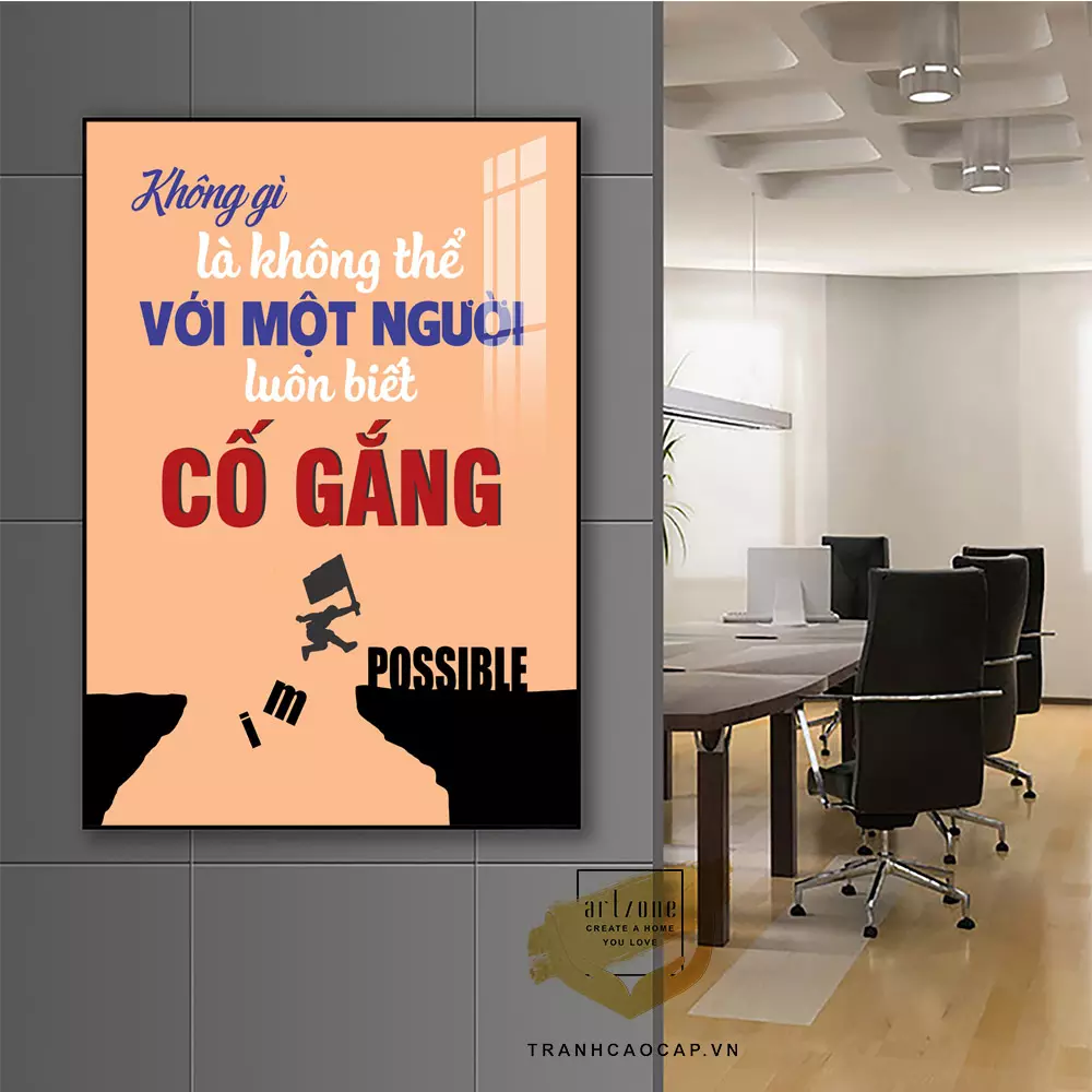 Bố cục treo tranh động lực mica sáng tạo