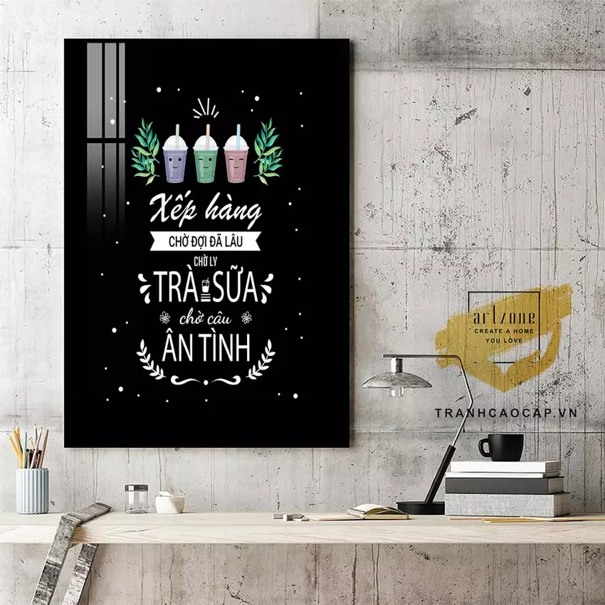 Tranh mica slogan với khung nhôm sang trọng