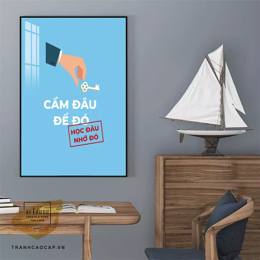 Bố trí tranh slogan tạo động lực AZ1-1424-MICA cân đối với không gian Bố trí tranh slogan tạo động lực AZ1-1424-MICA cân đối với không gian