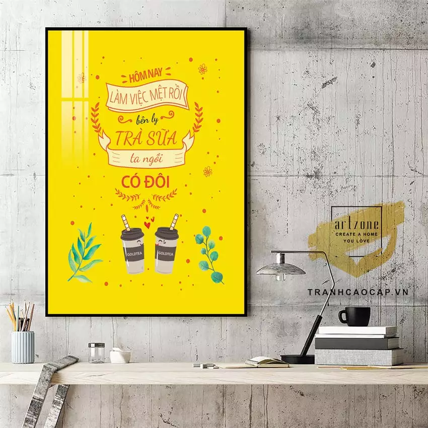 Tranh mica slogan tiếng Việt tạo điểm nhấn cho văn phòng