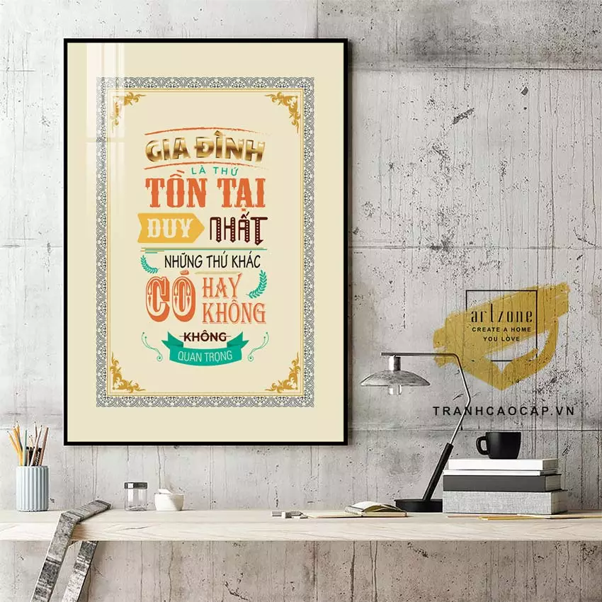 Tận dụng ánh sáng để làm nổi bật tranh slogan Ánh sáng làm nổi bật tranh slogan trong văn phòng