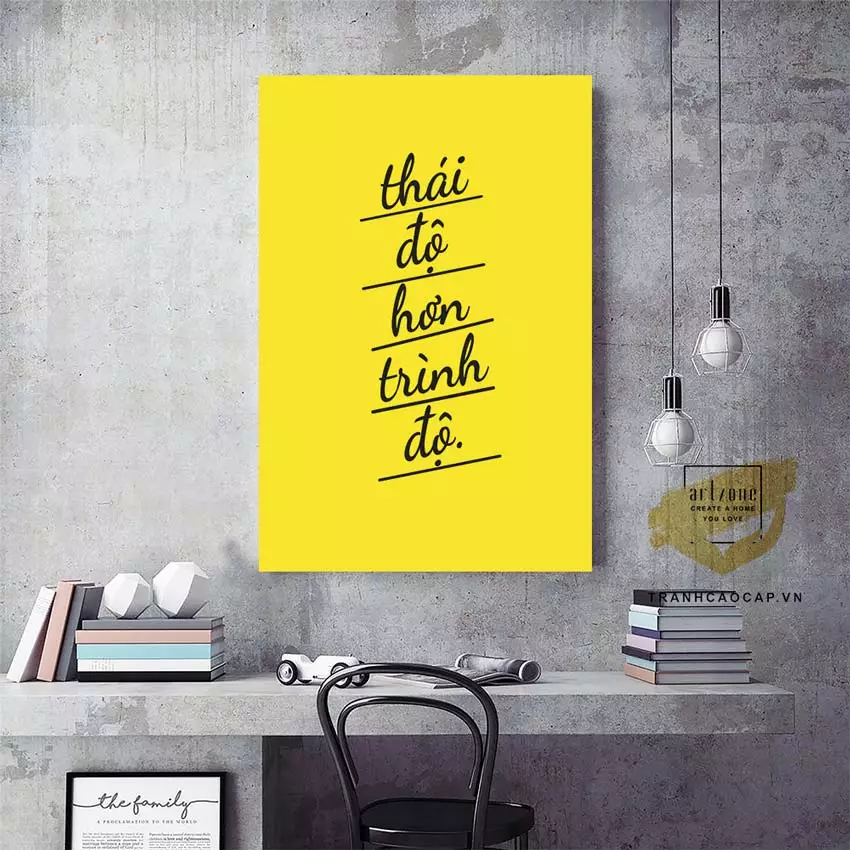 Tranh mica slogan kết hợp hài hòa với nội thất