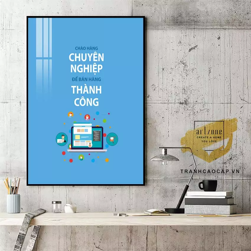 Tranh slogan tinh tế chất liệu mica