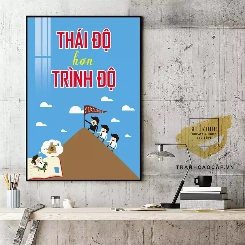 Vị trí treo tranh slogan văn phòng hợp lý