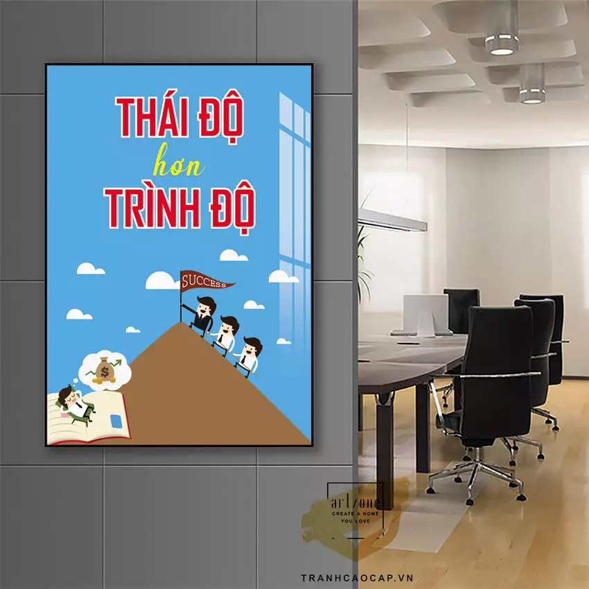 Tranh slogan mica AZ1-1365 treo trong khu vực tiếp khách