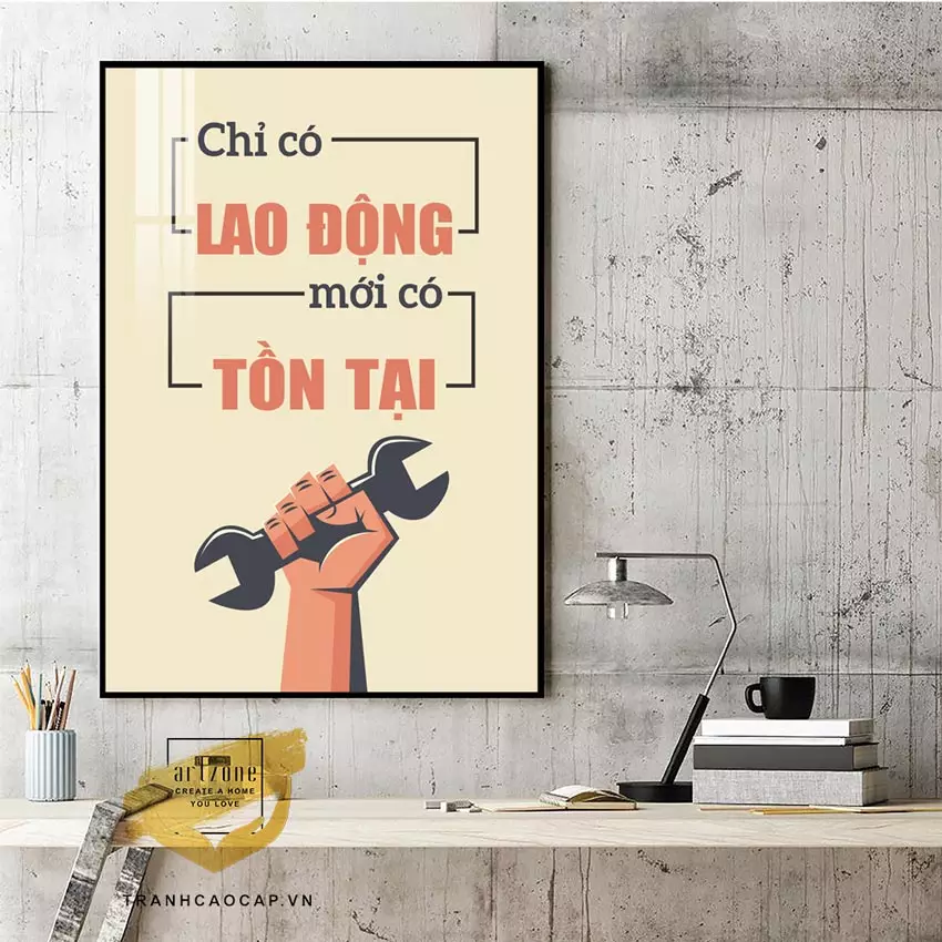 Tranh slogan mica tiếng Việt tạo động lực làm việc