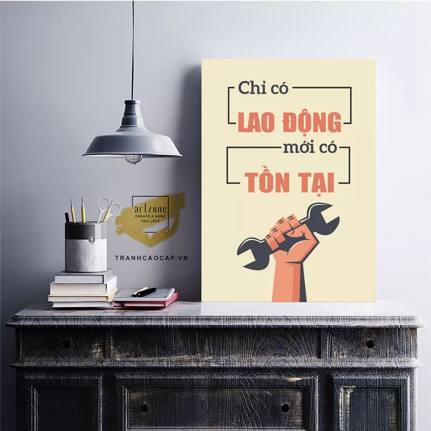 Tranh mica slogan AZ1-1350-MICA cho văn phòng hiện đại