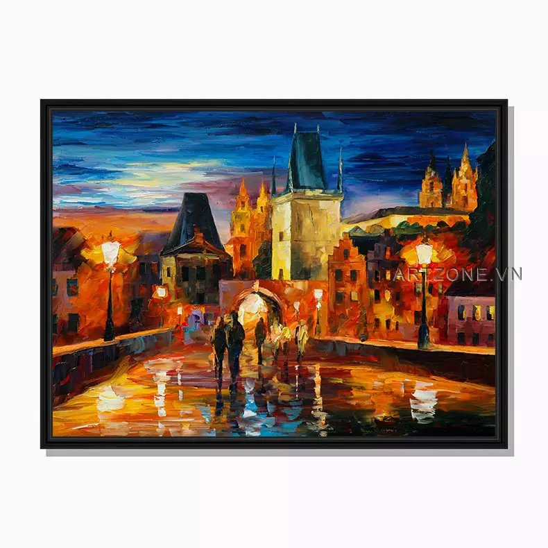 Bức tranh Cảm Xúc Đêm Ở Praha trong không gian nội thất