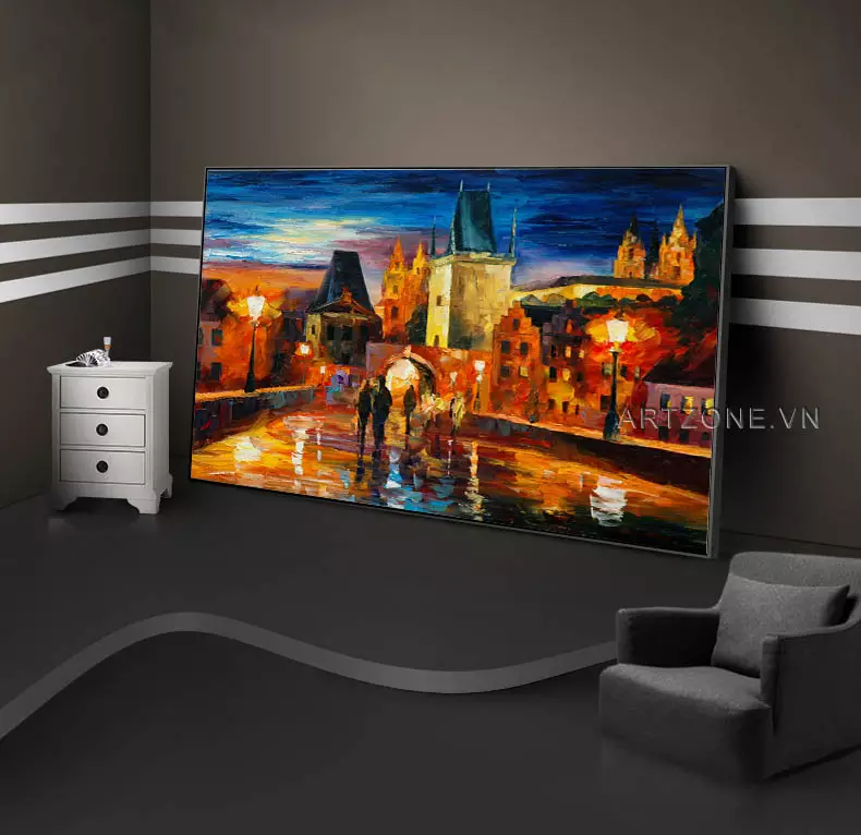 Bức tranh sơn dầu Cảm Xúc Đêm Ở Praha tổng thể