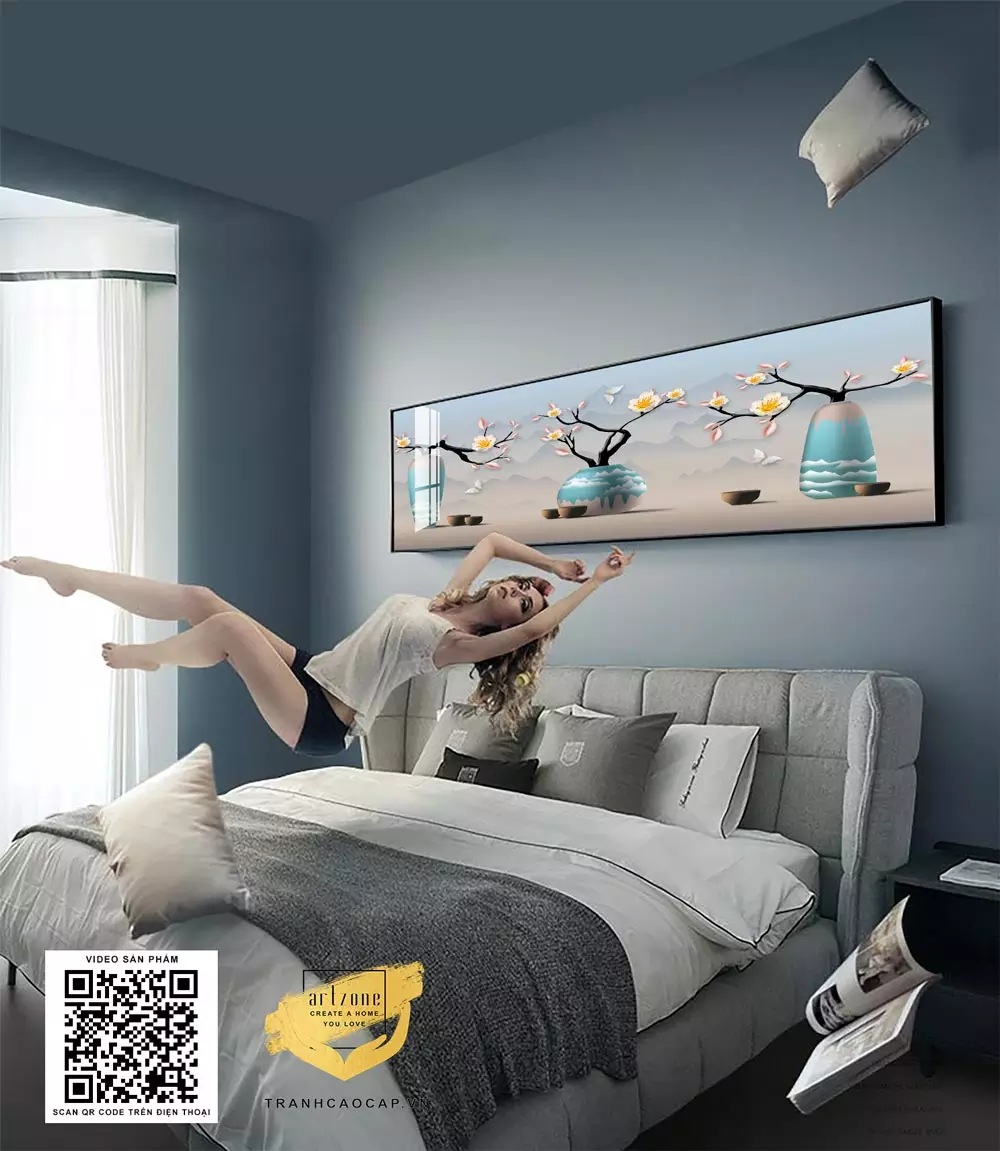Tranh tĩnh vật bình hoa chất liệu Mica cao cấp