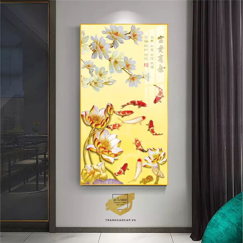 Tranh Mica Cá Chép bóng gương AZ1-1781 Trang Trí Hành Lang Sang Trọng