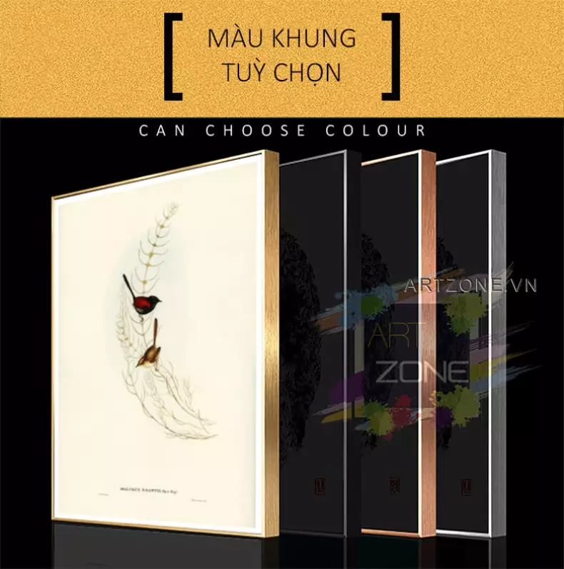 Tranh Chim Sẻ Nâu treo trong phòng khách hiện đại