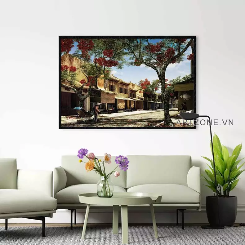 Tranh Hà Nội xưa với gam màu trầm ấm và ánh sáng dịu nhẹ