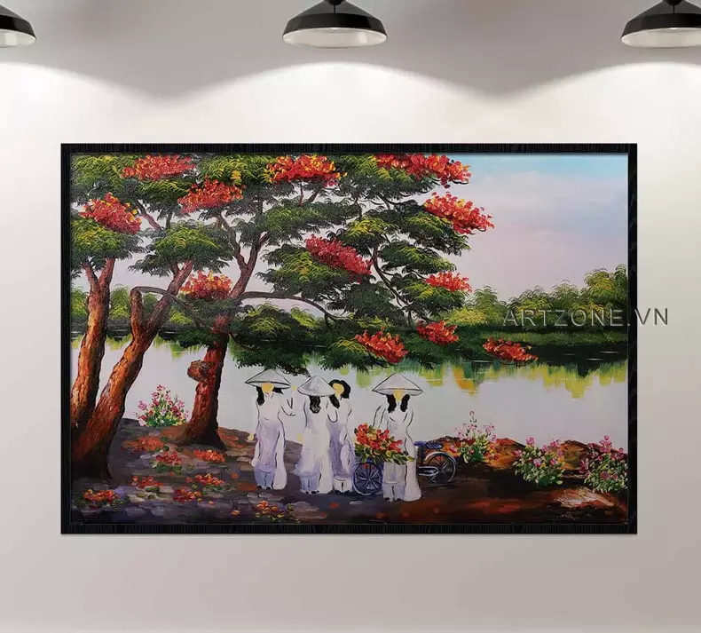 Cần chú ý đến sự hài hòa về màu sắc và kích thước khi chọn tranh treo tường