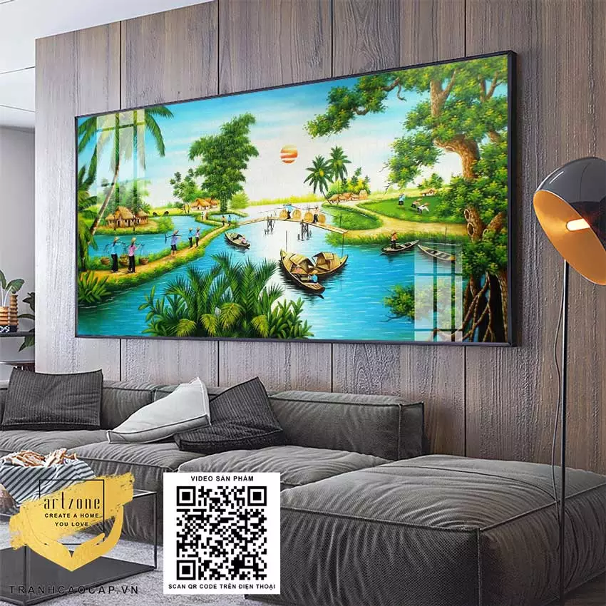 Tranh làng quê Việt Nam chất liệu Mica