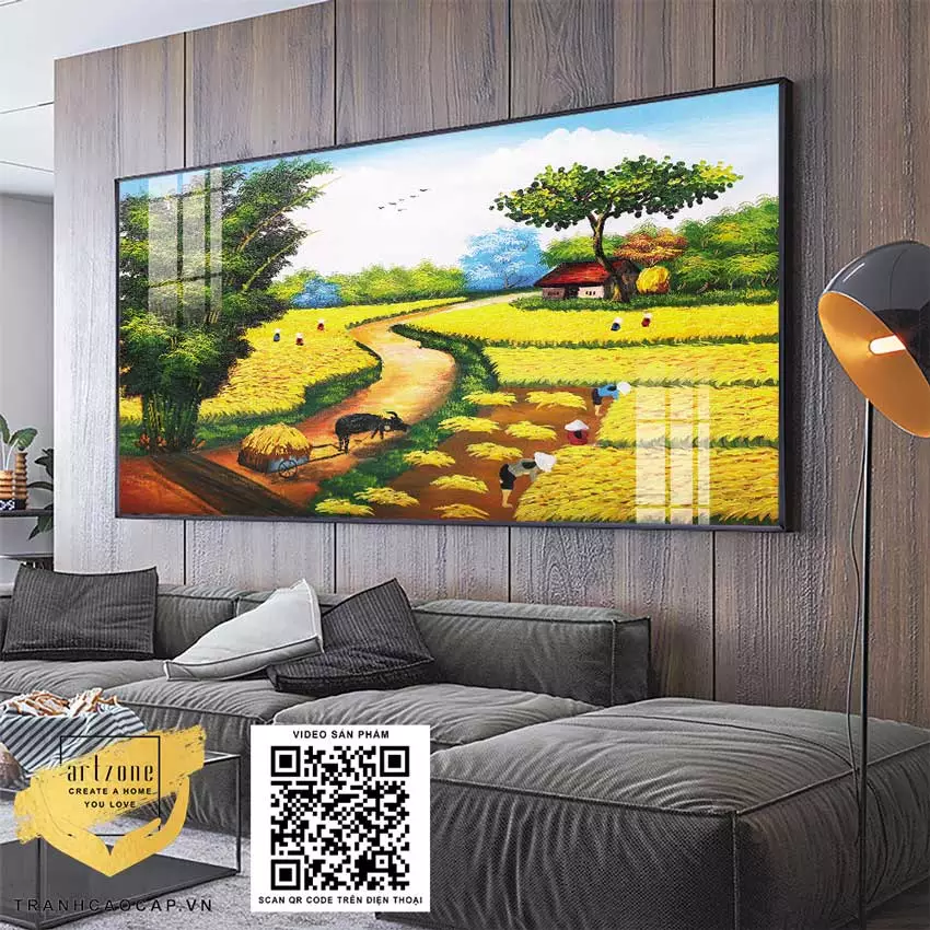 Tranh làng quê Việt Nam chất liệu Mica