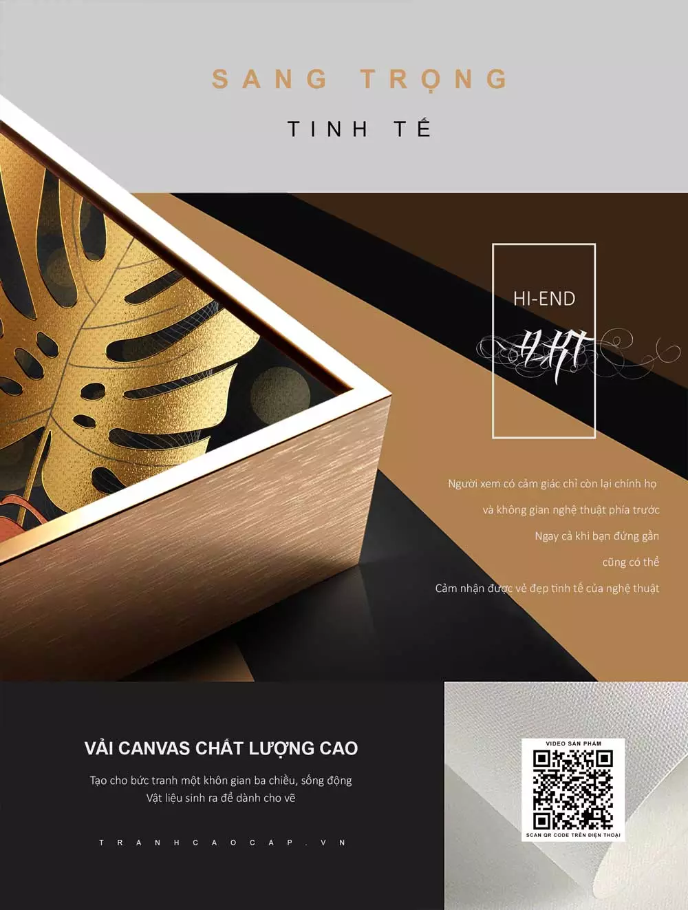 Chi tiết lá vàng trên tranh mica