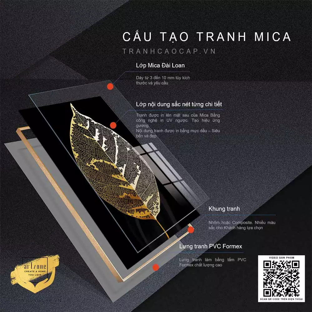 Tranh hoa lá mica hiện đại
