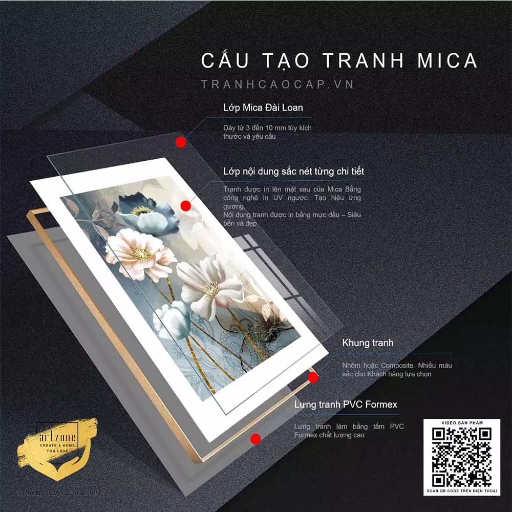 Tranh hoa lá mica AZ1-0918-MICA