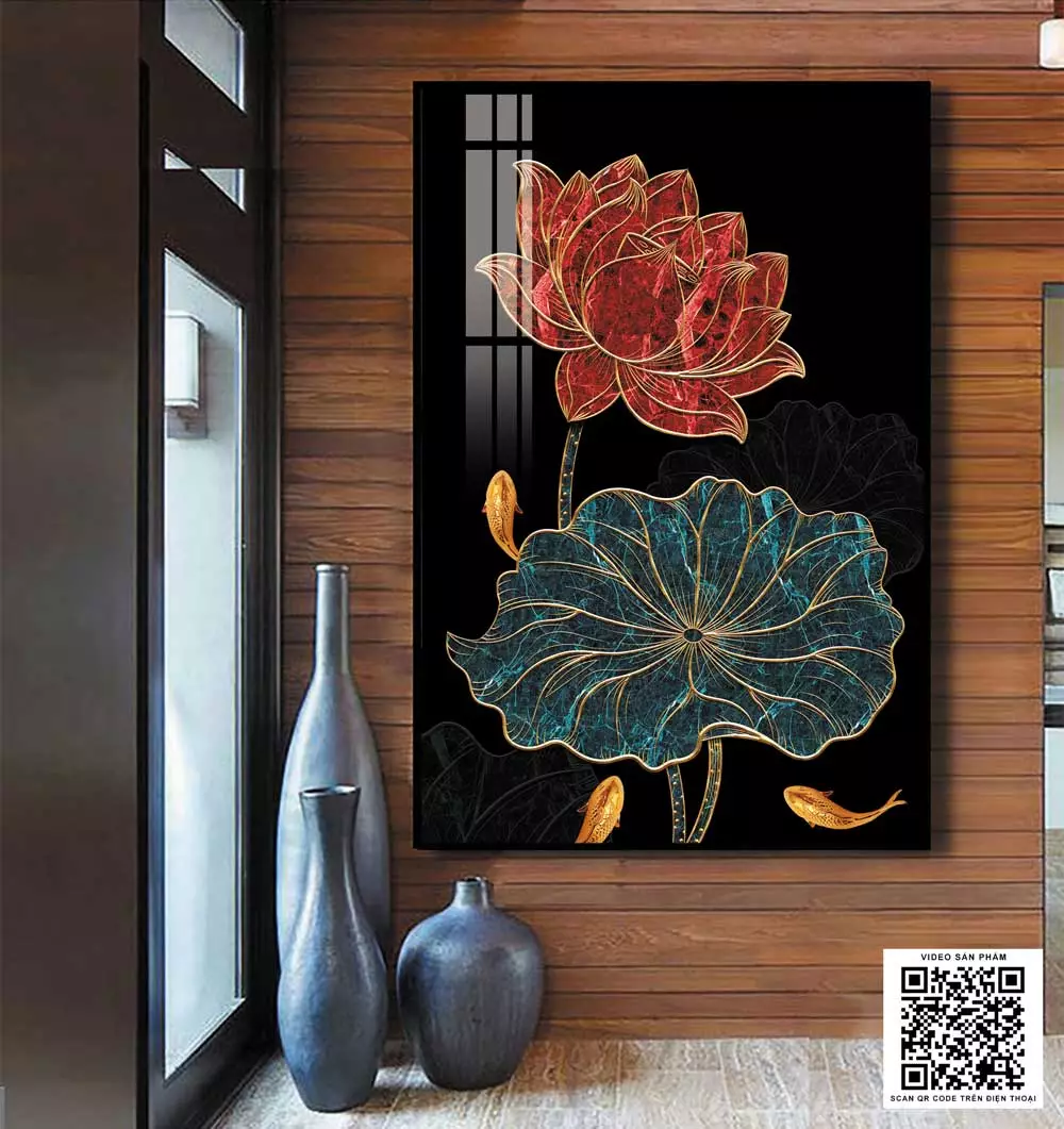 Chọn tranh mica hoa sen và cá chép chất lượng cao