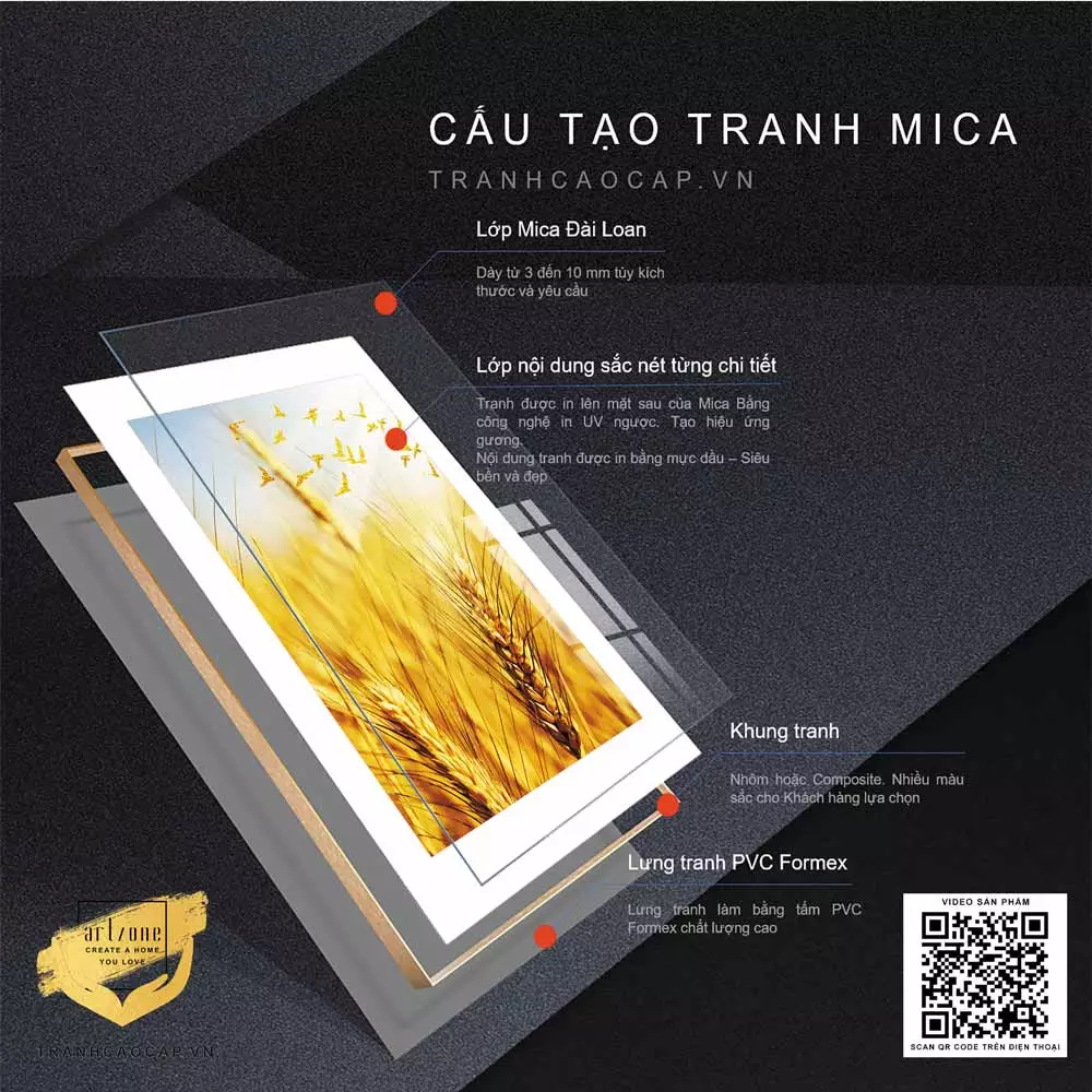 Tranh hoa lá mica Những Bông Lúa Mạch Chín Vàng