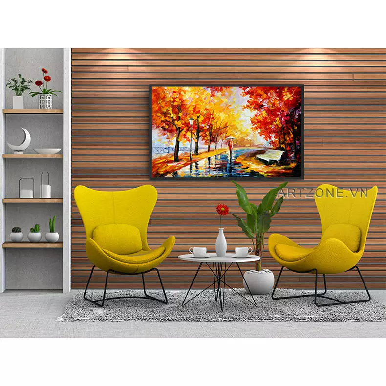 Tranh sơn dầu AZ1-0229 trong phòng khách hiện đại