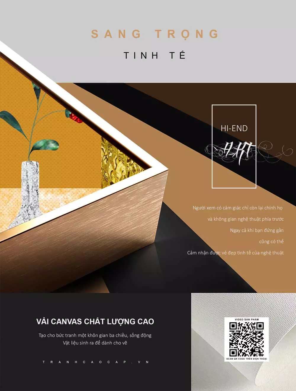 Tranh tĩnh vật nhẹ nhàng với ly nước và hoa lá