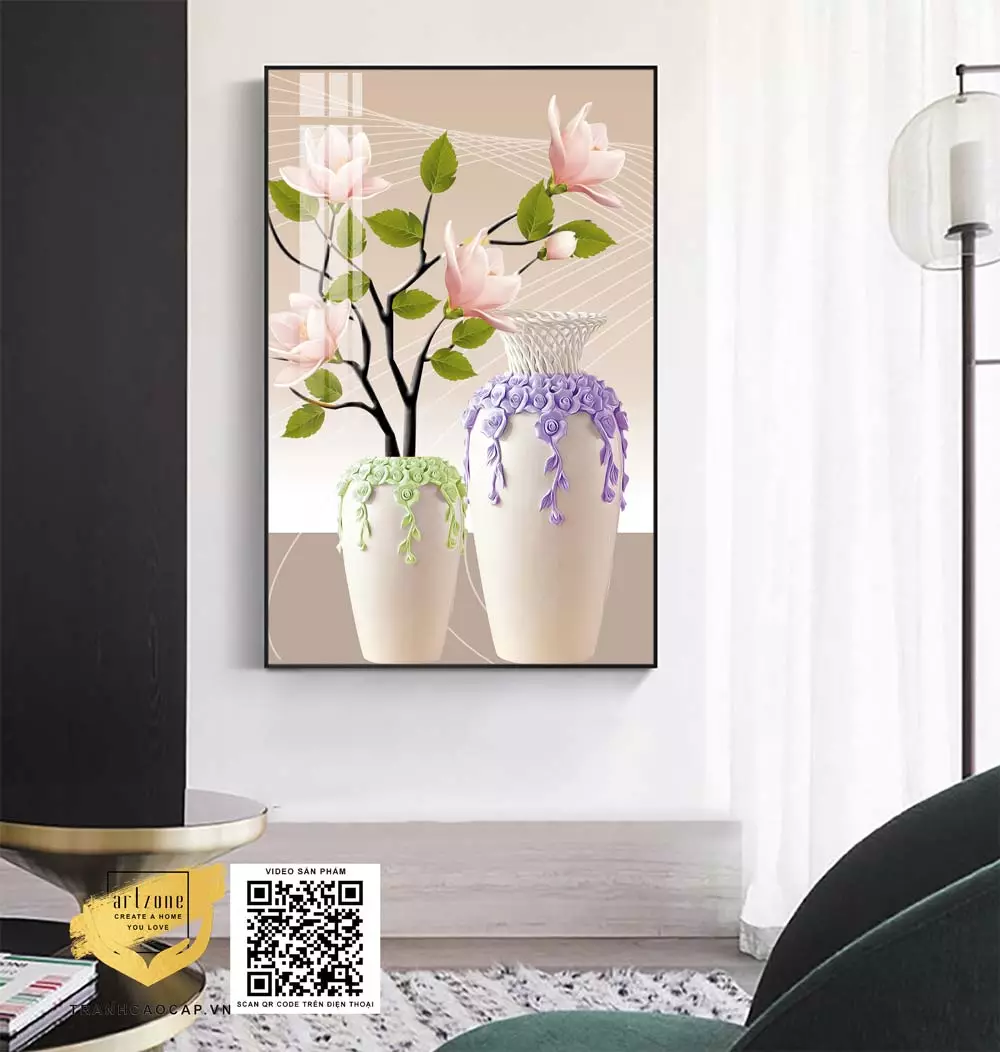 Ứng dụng tranh tĩnh vật Mica trong phòng ngủ