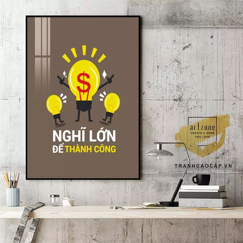Tranh mica động lực tạo không gian làm việc chuyên nghiệp