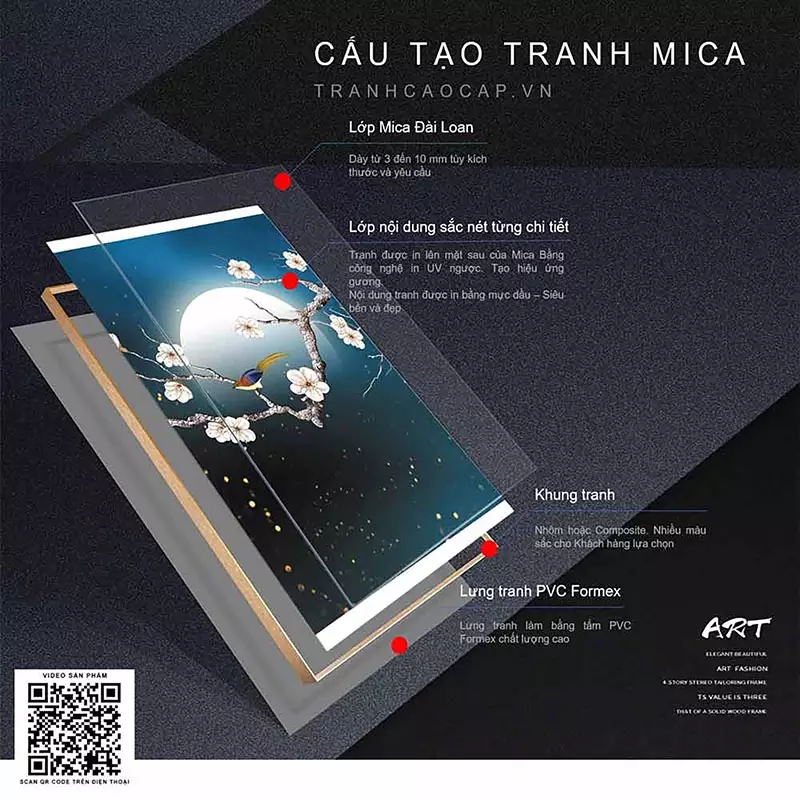 Bức tranh Mica AZ3-0175 với các họa tiết nghệ thuật