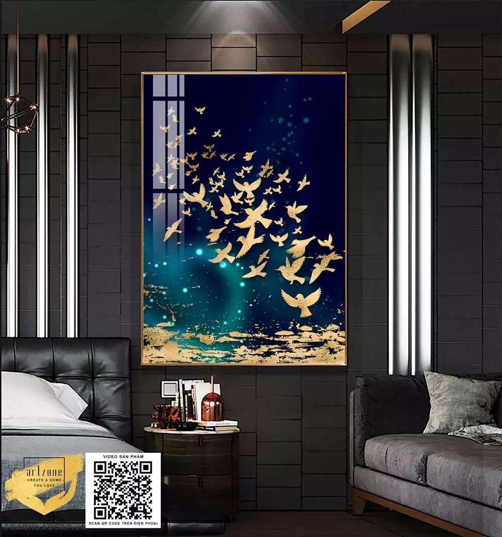 Tranh đàn bướm vàng chất liệu Mica