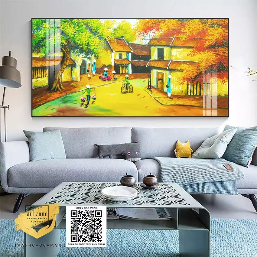 Tranh làng quê Việt Nam trang trí phòng ăn