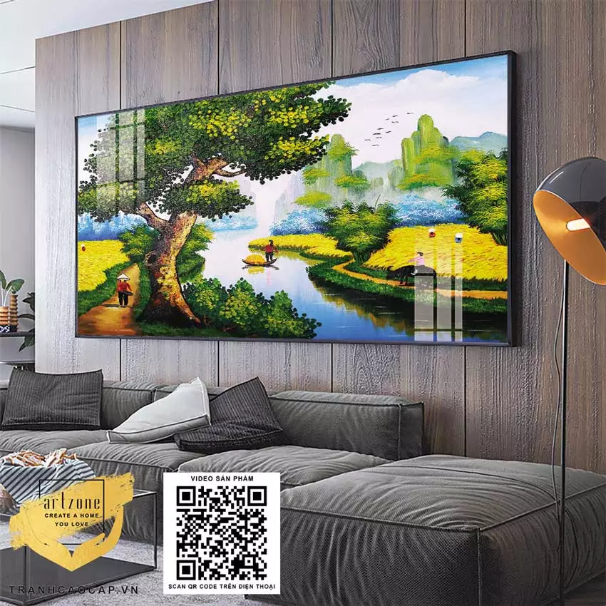 Tranh làng quê Việt Nam chất liệu Mica AZ1-0159-MICA