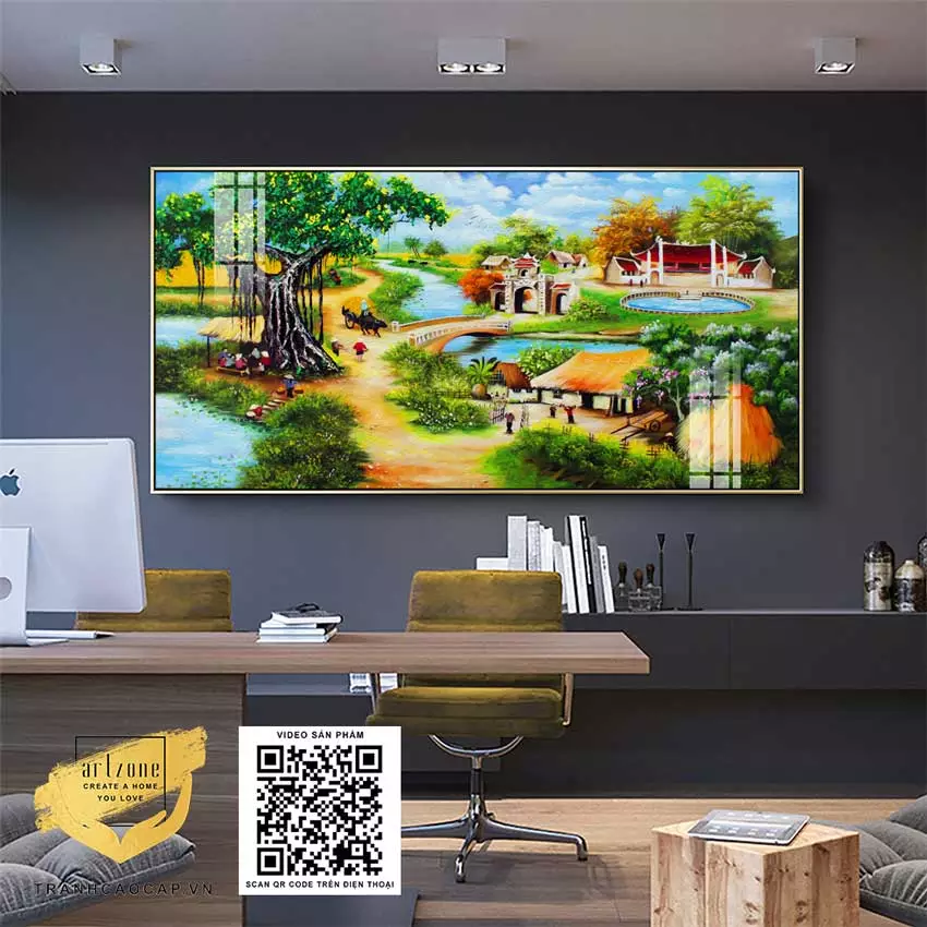 Tranh Làng Quê Việt Nam chất liệu Mica