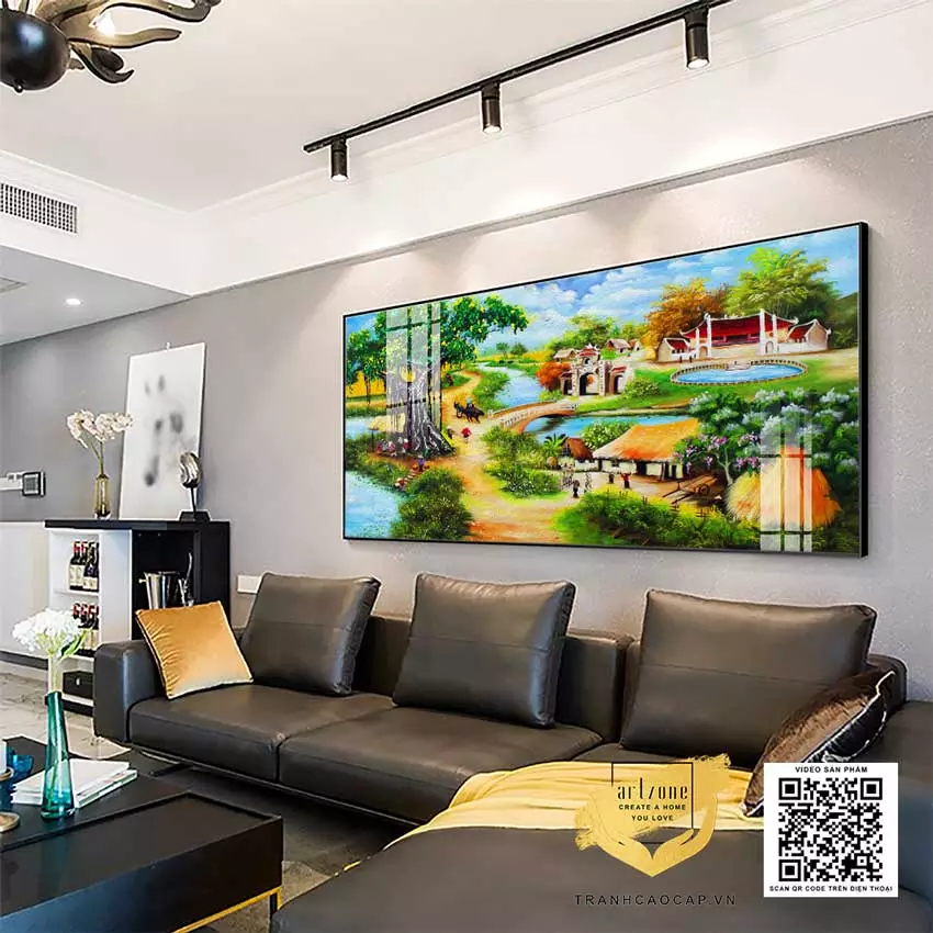 Tranh Làng Quê Việt Nam khung nhôm