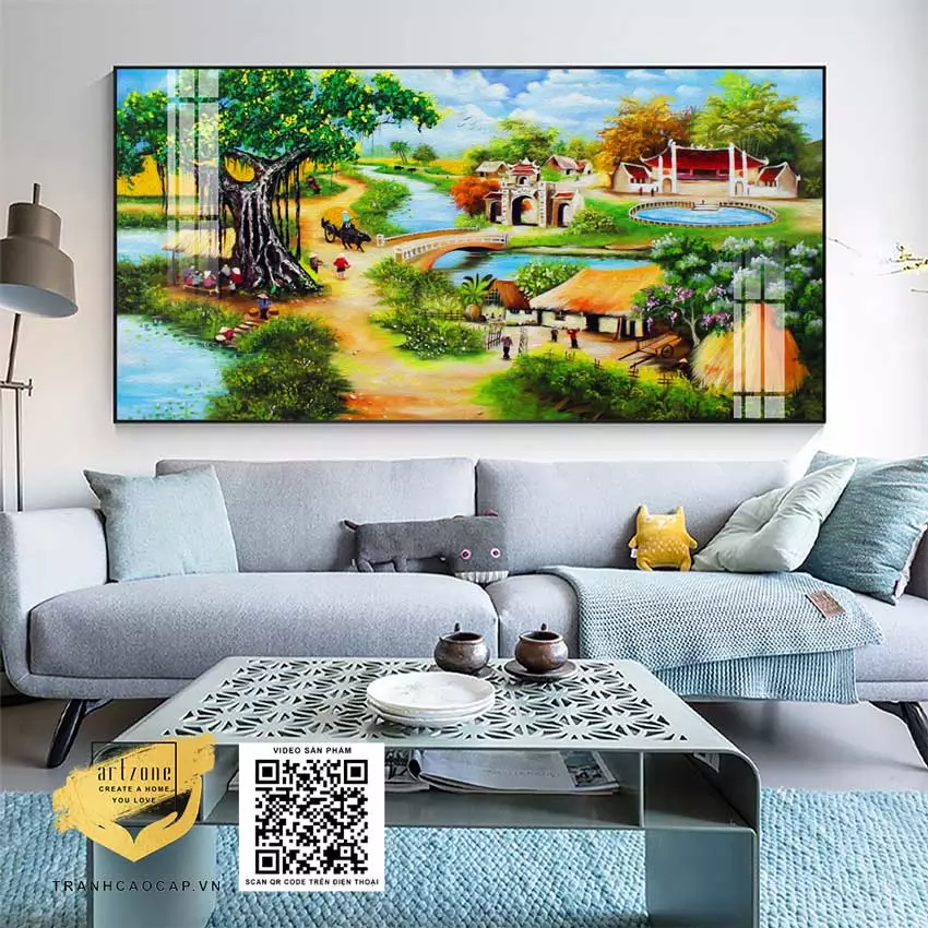 Tranh Làng Quê Việt Nam khung Composite
