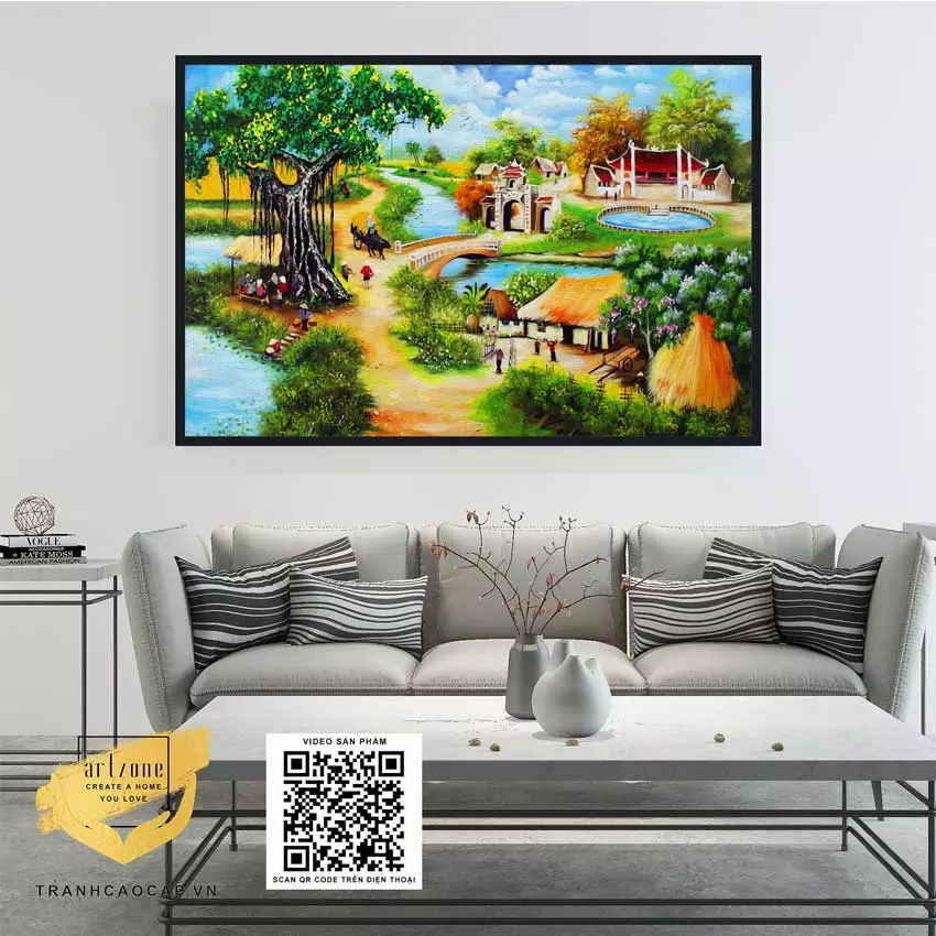 Tranh Làng Quê Việt Nam trong phòng ngủ