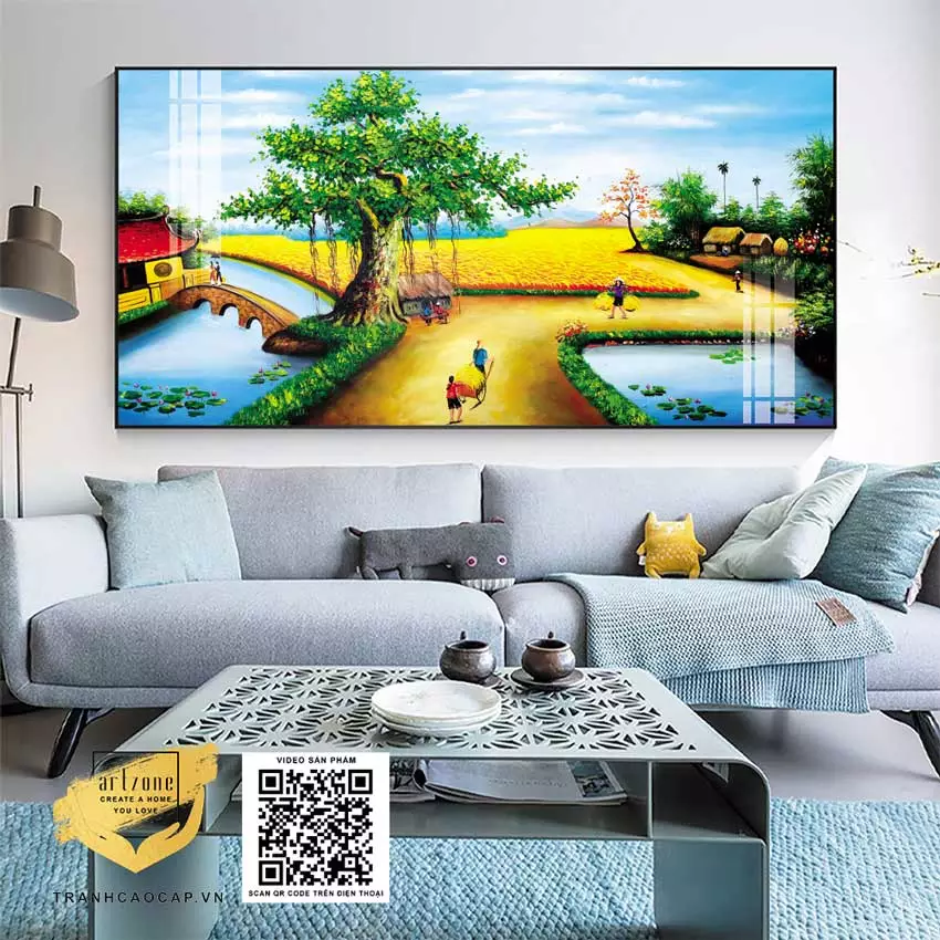 Tranh phong cảnh làng quê cho phòng khách