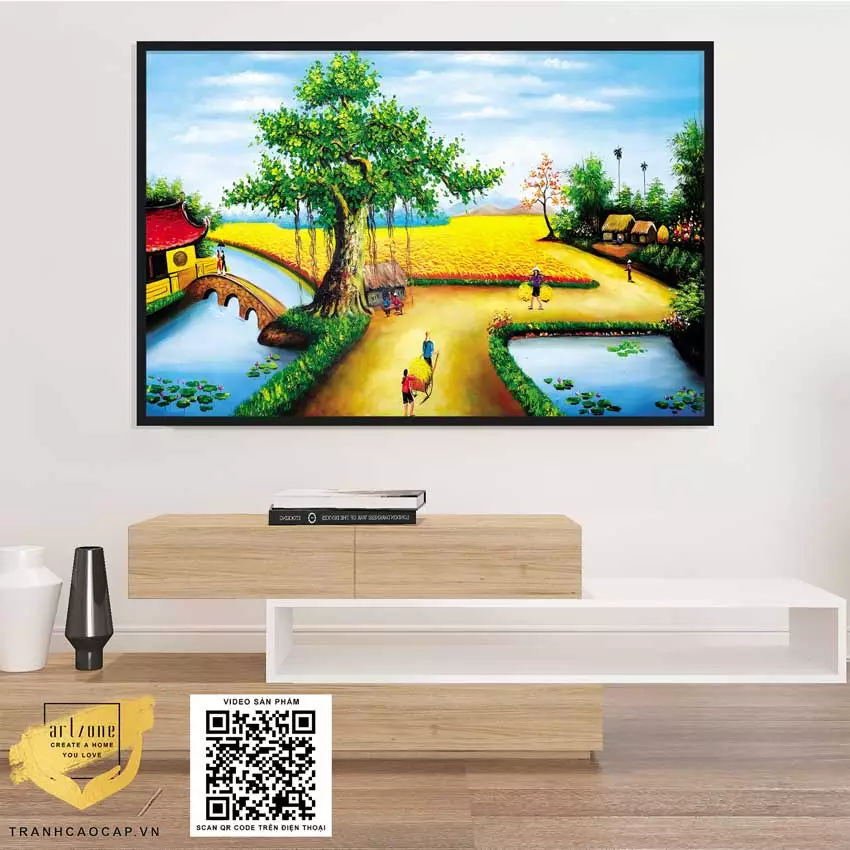 Tranh làng quê Việt Nam AZ1-0146-MICA chất liệu mica cao cấp