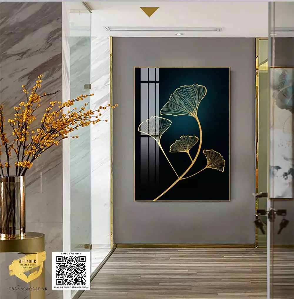 Hiệu ứng ánh sáng trên chất liệu mica của tranh chiếc lá vàng