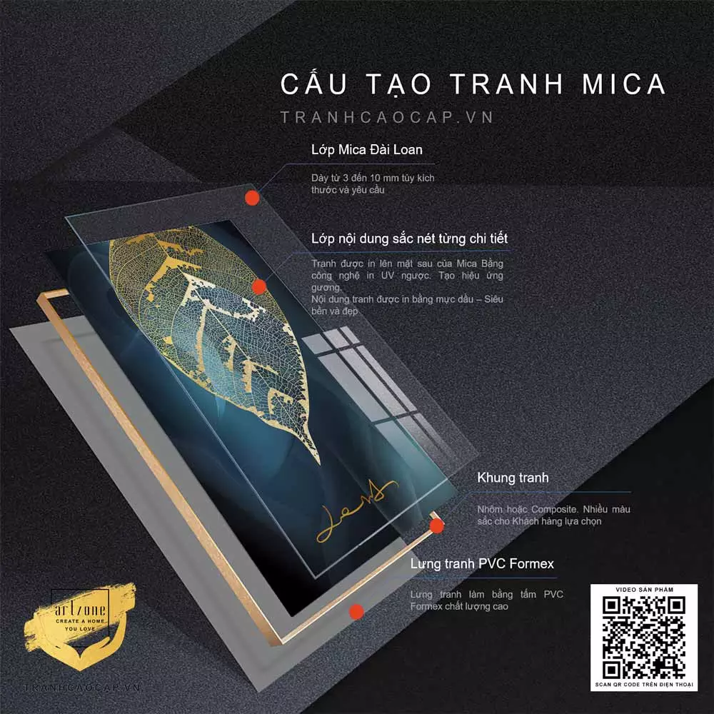 Tranh hoa lá mica cao cấp