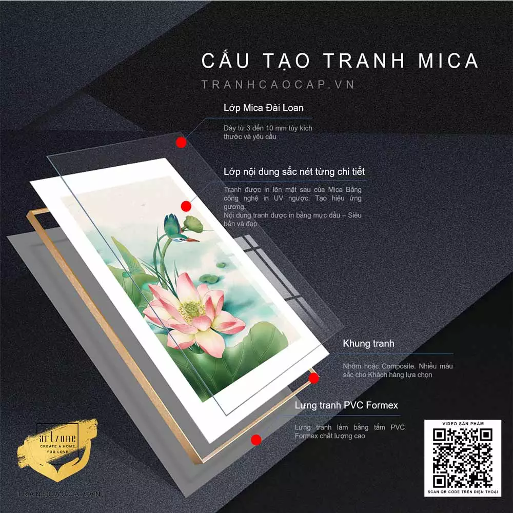 Tranh hoa sen mica cao cấp