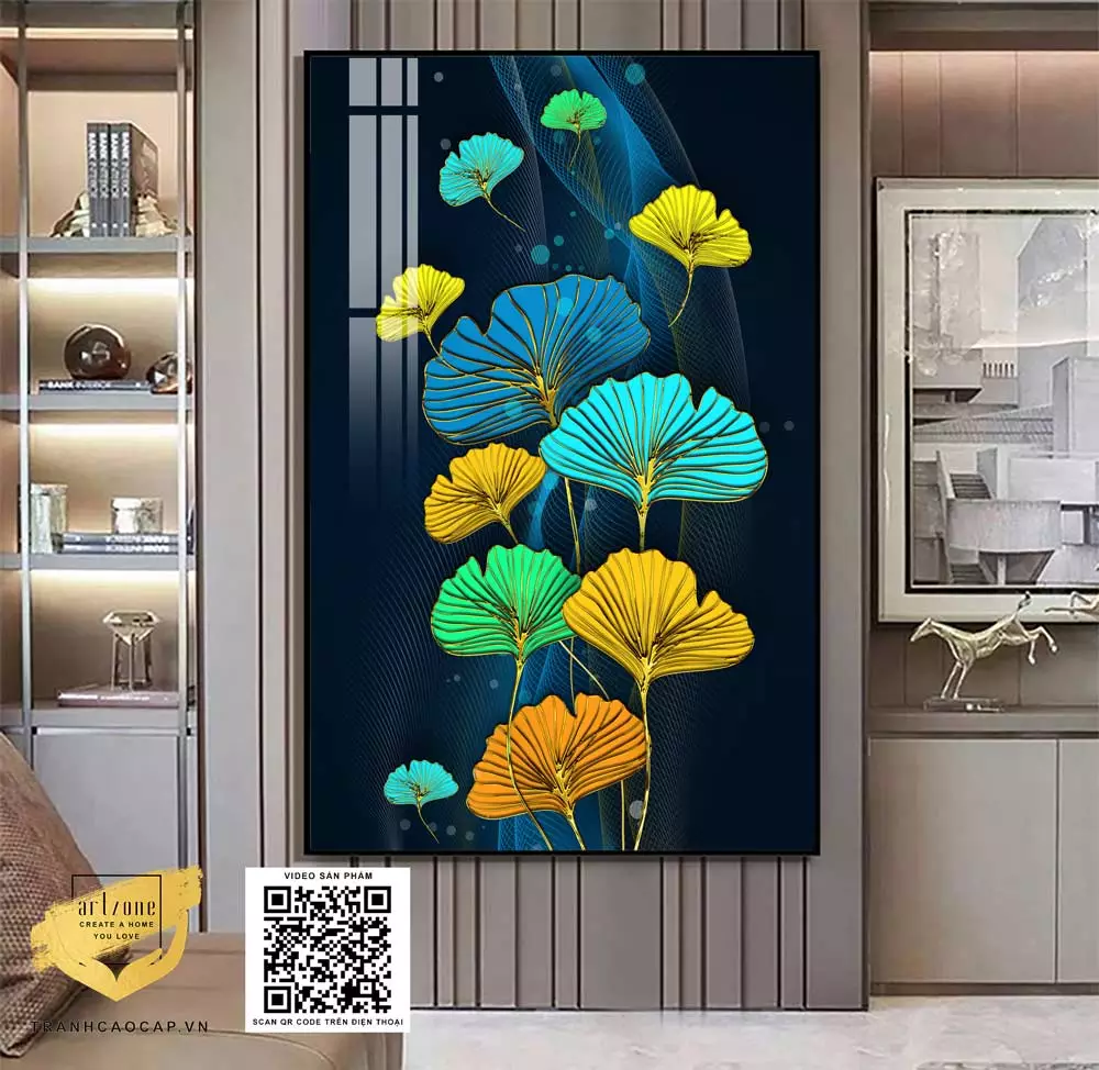 Tranh Những Chiếc Lá Hoàng Kim trong không gian nội thất