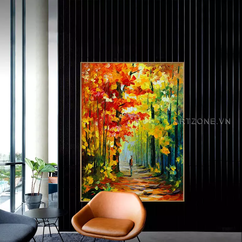 Bức tranh sơn dầu hiện đại Buổi Sáng Tân Bộ Trong Rừng