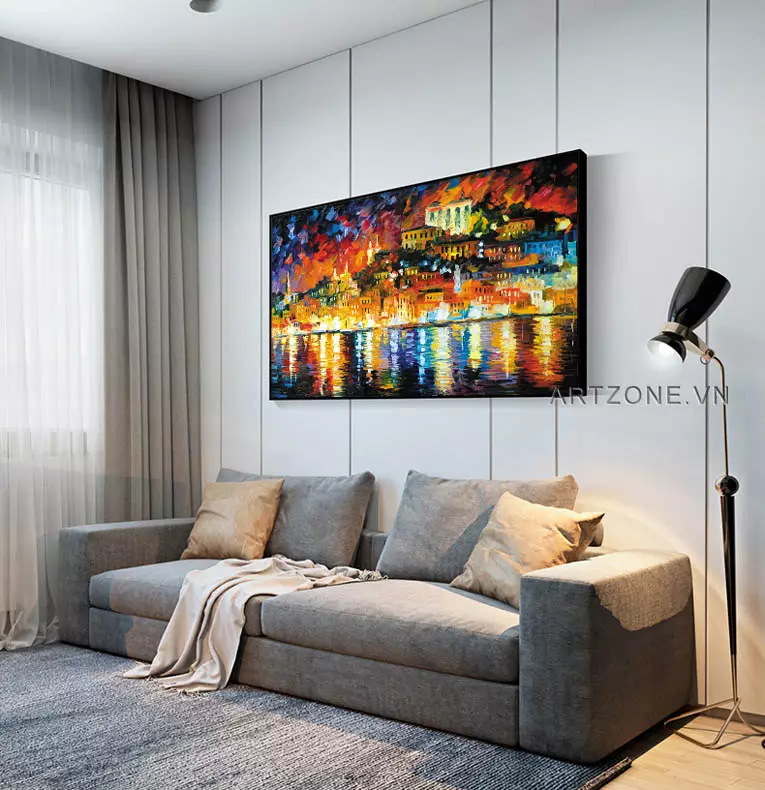 Tranh sơn dầu hiện đại AZ1-0251 trong không gian nội thất