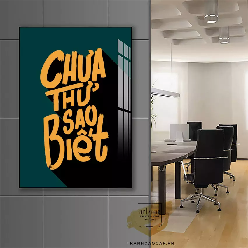 Tranh slogan mica AZ1-1511 với khung nhôm composite